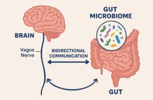 Serotonin production is controlled partly by the health of the gut microbiome